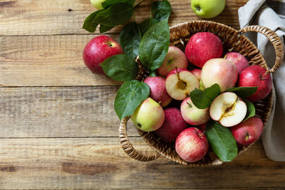 High angle view of fruits on table