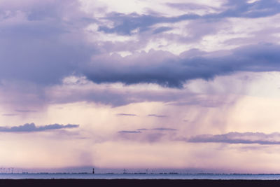 Scenic view of sea against dramatic sky