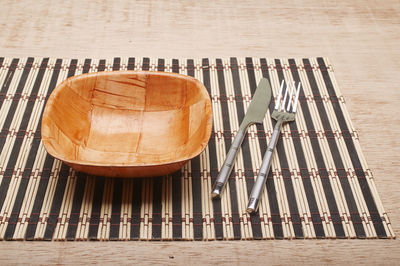 High angle view of bread on table
