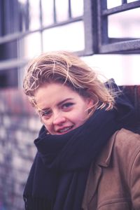 Portrait of young woman in winter