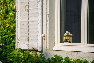 Closed door of window of building