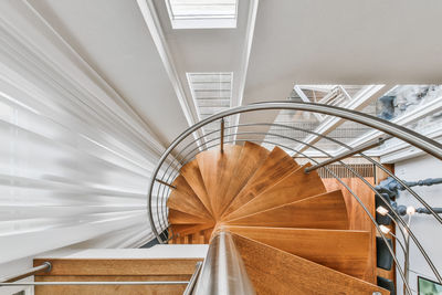 Directly above shot of spiral staircase at home