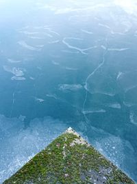 High angle view of snow on mountain