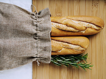 High angle view of food on table