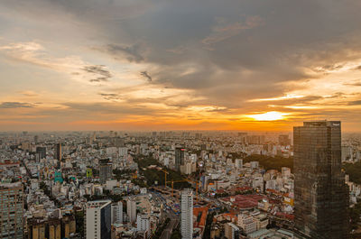 Sunset view by saigon skydeck at ho chi minh