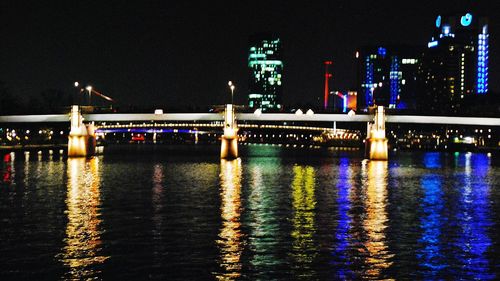 View of illuminated city at night