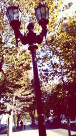 Low angle view of illuminated street light