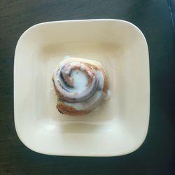 Close-up overhead view of food on plate