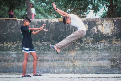 Man and woman enjoying in park