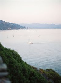 Sailboat sailing on sea