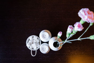 Directly above shot of flowers on table