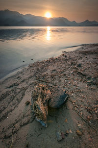 Scenic view of sea during sunset