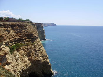 Scenic view of sea against clear sky