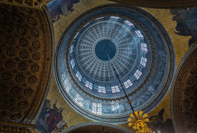 Directly below shot of ceiling of historic building