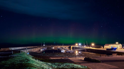 Aurora borealis at hopeman harbour 