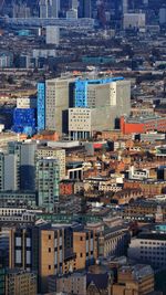 High angle view of buildings in city