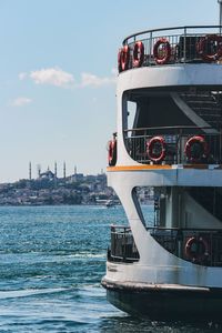 Boats in sea in kadikoy beach istanbul