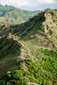 High angle view of cristo rei area at dili, timor leste. beautiful hills portrait.