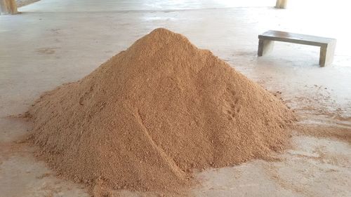 High angle view of sand on beach