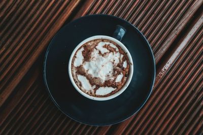 High angle view of coffee on table