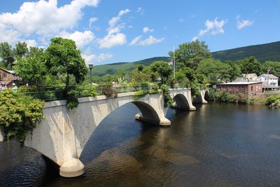 Bridge over river against sky