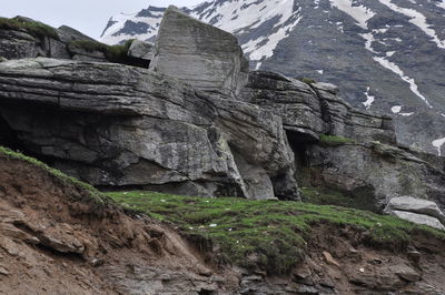 Low angle view of rock formation on mountain