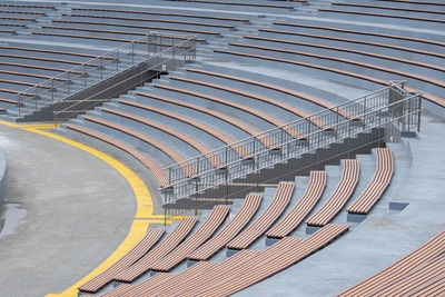 Concrete staircase arranged in circles forming the shape of an amphitheater, outdoor staircase 