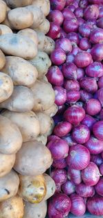 Full frame shot of onions for sale at market stall