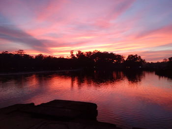 Scenic view of lake during sunset