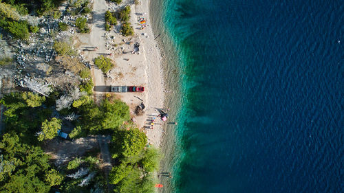 High angle view of people on beach