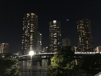 Illuminated cityscape at night