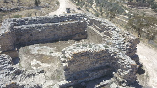High angle view of old ruins
