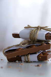 Close-up of ice cream on table