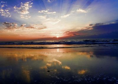 Scenic view of sea at sunset