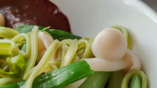 Close-up of chopped vegetables in plate