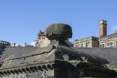 Low angle view of statue against clear sky