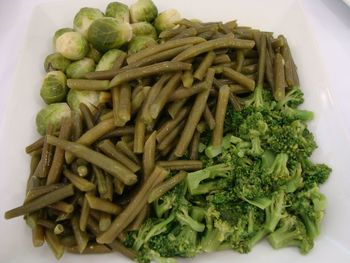 High angle view of vegetables in plate