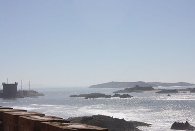 Scenic view of sea against clear sky