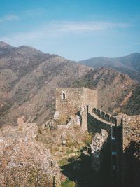 View of fort against mountain range