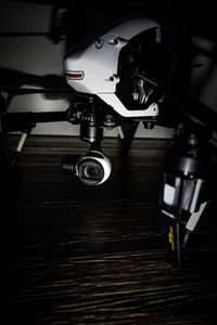 High angle view of toy car