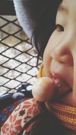 Close-up of woman eating fruit