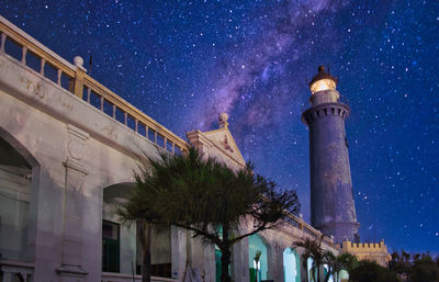 Low angle view of lighthouse against sky