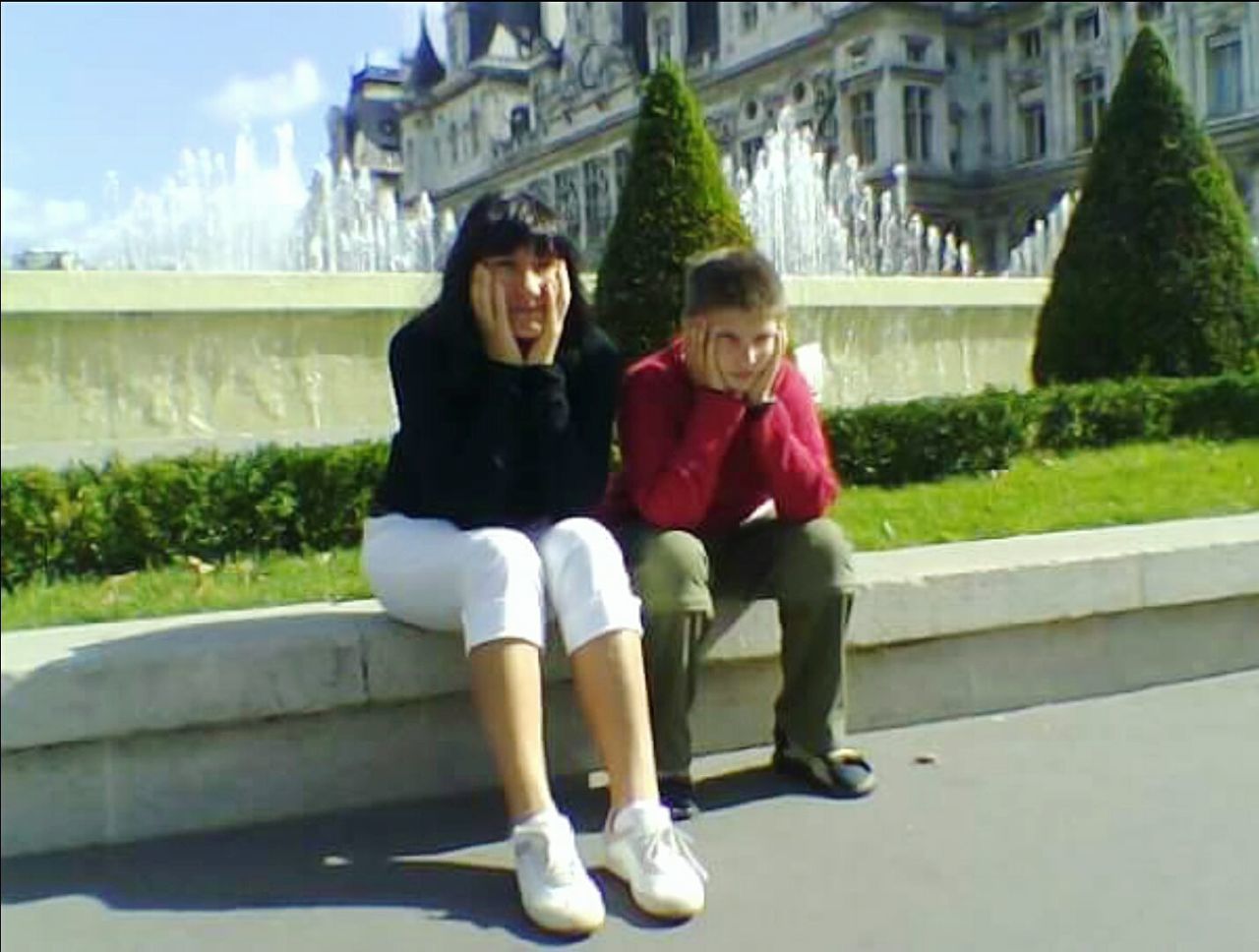 lifestyles, person, casual clothing, leisure activity, full length, young adult, togetherness, sitting, smiling, looking at camera, portrait, young women, three quarter length, bonding, childhood, happiness, front view