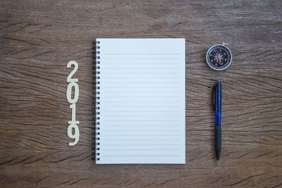 High angle view of pen on table