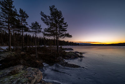 Winter on the lake in the wilderness