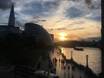 Panoramic view of city during sunset