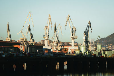 The bilbao commercial docks at sunrise