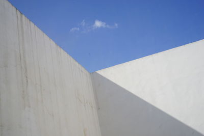 Low angle view of building against blue sky