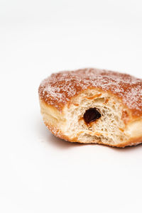 Close-up of cake on white background