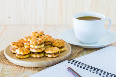 Close-up of breakfast served on table